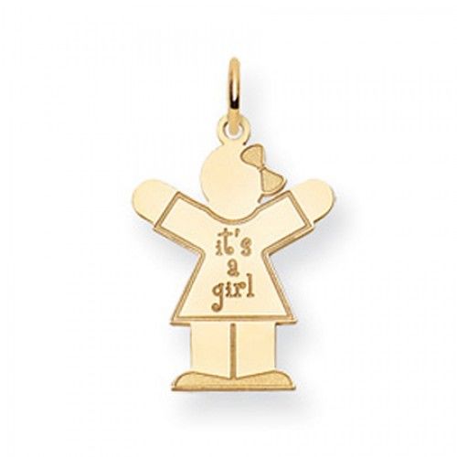 It'S a Girl Charm in Yellow Gold - 14kt - Mirror Polish - Fetching - Women