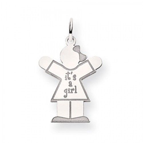 It'S a Girl Charm in 14kt White Gold - Glossy Finish - Glamorous - Women