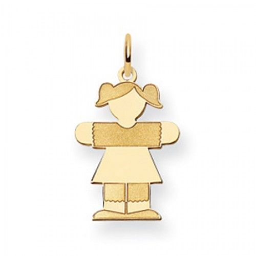 Pigtail Girl Charm in Yellow Gold - 14kt - Polished Finish - Bright - Women