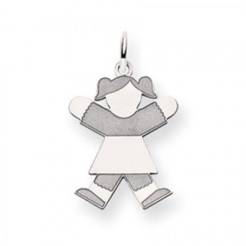 Pigtail Girl Charm in 14kt White Gold - Polished Finish - Tempting - Women