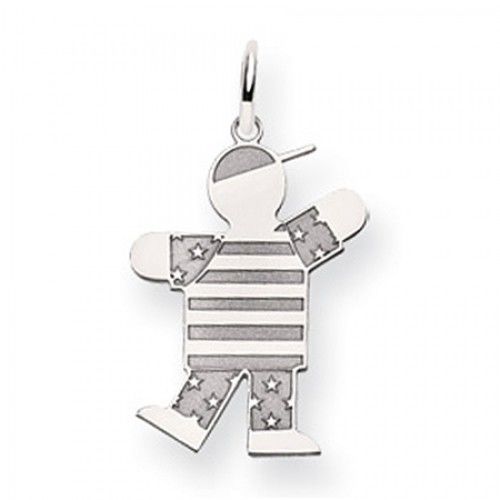 Patriotic Boy Charm in 14kt White Gold - Polished Finish - Remarkable - Women