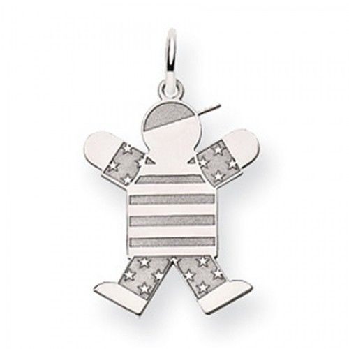 Patriotic Boy Charm in 14kt White Gold - Mirror Finish - Lovable - Women