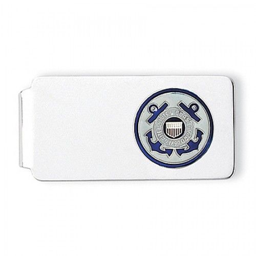 Sterling Silver U.S. Coast Guard W/ White Background Money Clip