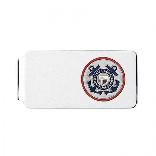 Sterling Silver U.S. Coast Guard W/ Blue Background Money Clip