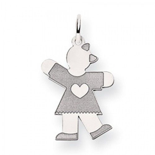 Heart Girl Charm in 14kt White Gold - Glossy Finish - Compelling - Women