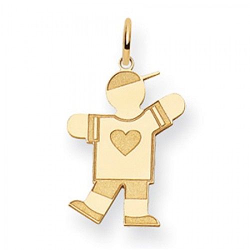 Heart Boy Charm in Yellow Gold - 14kt - Glossy Polish - Tempting - Women