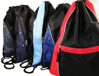 Wholesale Nylon Deluxe Drawstring Backpack Case Pack 12