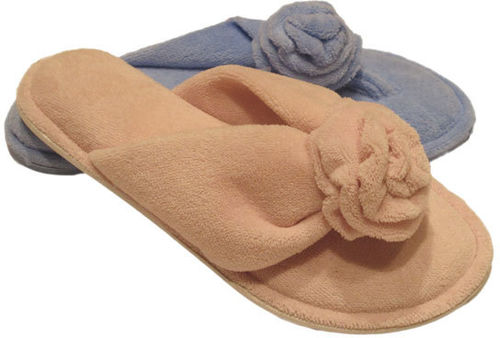 Terry Cloth Flip Flop Slippers w/ Terry Flower Ado Case Pack 36