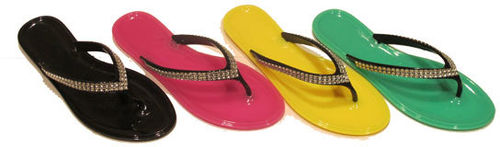 Women's Jelly Thong Sandals w/ Rhinestone Adorned Case Pack 36