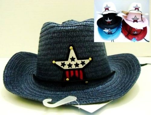 Kids Straw Cowboy Hats with Star Case Pack 24