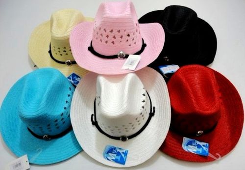 Mesh Cowboy Straw Hats with Medallion Case Pack 24