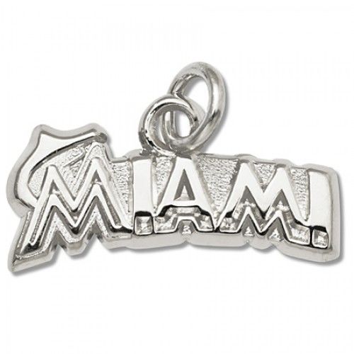 Miami Marlins Charm in 10kt White Gold - Striking - Unisex Adult