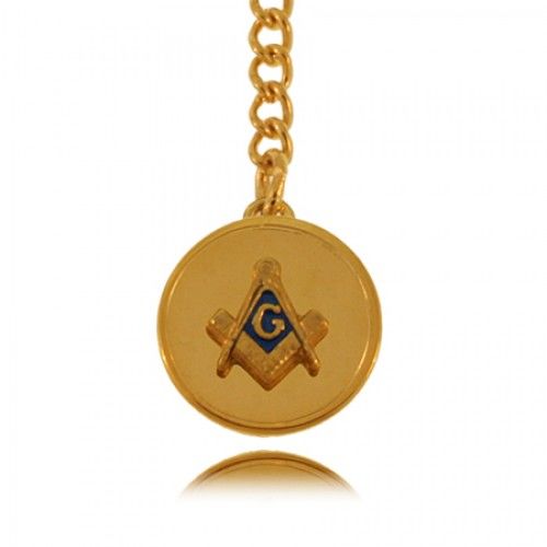 Men'S Blue Enamel Masonic Symbol in Circle Tie Tack