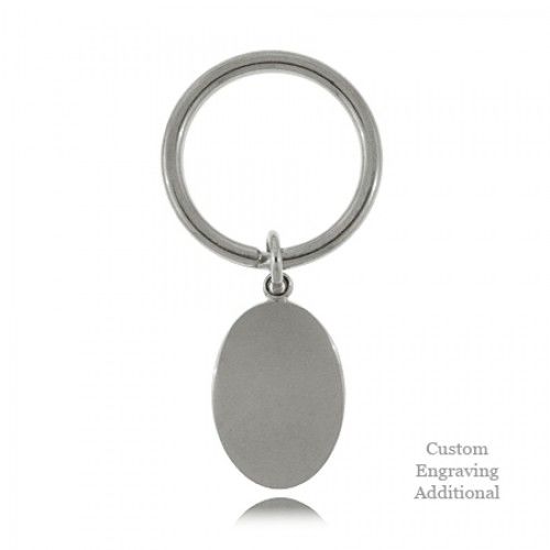 Simple Oval Dangle Keychain - Engraveable