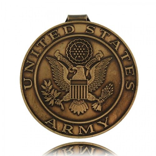 Military United States Army Emblem Round Money Clip