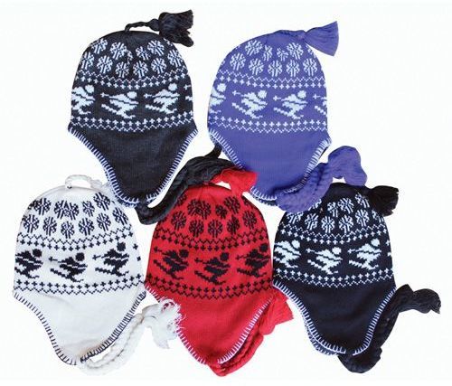 Womens Ear Cover Knit Hat 5 Colors Skier Print Case Pack 60