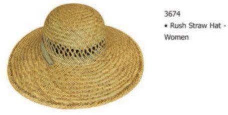 Ladies Rush Straw Beach Hat Vent Air Top With Tie Down Case Pack 48