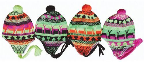 Womens Neon Ear Cover Knit Hat 4 Neon Colors Case Pack 60