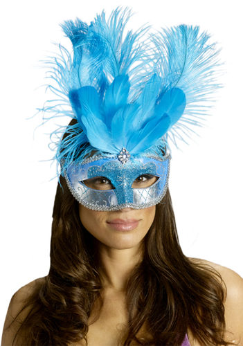 Carnival Mask Feather Turquoise