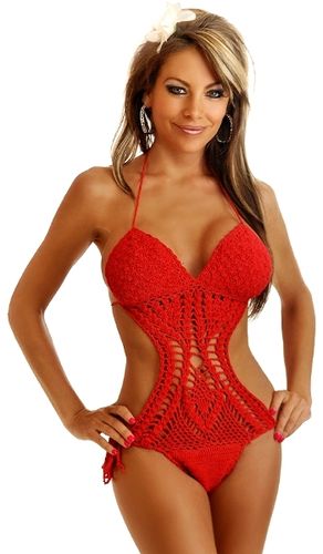 Red Crochet Monokini S