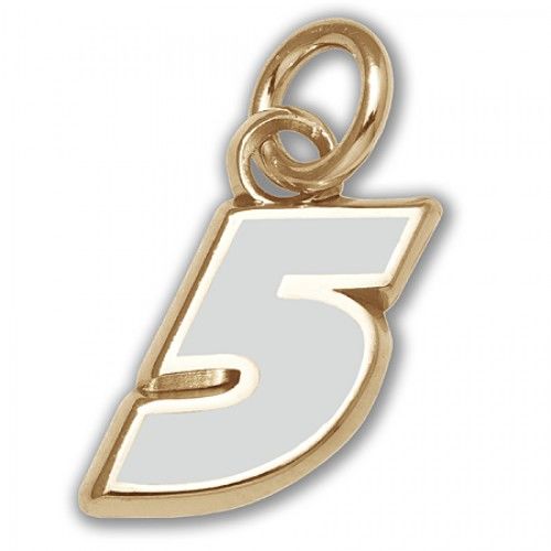 Number 5 Charm - Nascar - Racing in Yellow Gold - 10kt - Grand - Unisex Adult