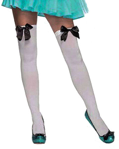 Thi Hi Stockings w/Bow- White/Black