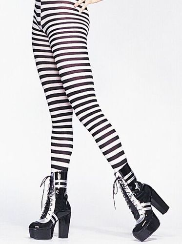 Black/White Striped Tights- Plus Size