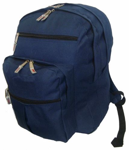 600D Polyester Multi pockets Backpack, 18x13x8.5"", Navy. Case Pack 24