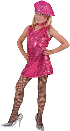 Hot Pink Disco Dress Girl's Costume- Medium