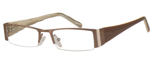 Womens Antique Smooth Half Rimmed Prescription Glasses in Matte Brown