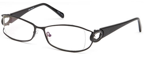 Womens Oval Circle Studded Prescription Glasses in Black