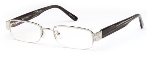 Womens Crystal Studded Half Rimmed Prescription Glasses in Black