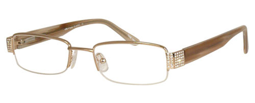 Womens Crystal Studded Half Rimmed Prescription Glasses in Brown