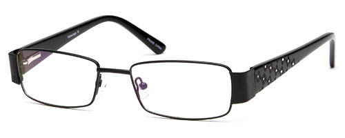 Womens Squared Thin Framed Studded Prescription Glasses in Black