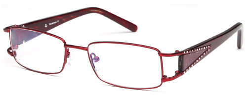 Womens Victoria Studded Thin Framed Prescription Glasses in Wine