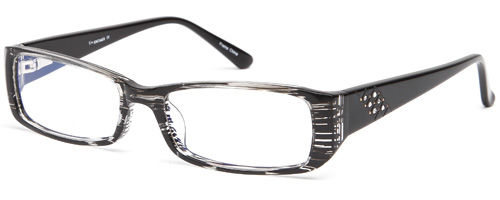 Womens Striated Studded Prescription Glasses in Black