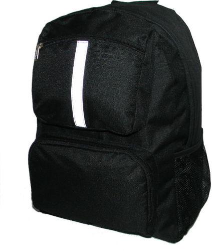 18"" Backpack w/ reflective stripe, 18""x13""x6"", Black. Case Pack 30