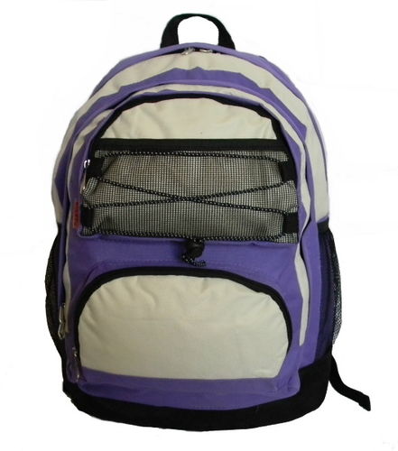 18"" Backpack w/2 main compts, 18""x13""x8"",Purple/Beige. Case Pack 24