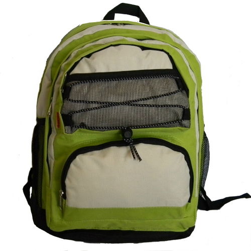 18"" Backpack w/2 main compts, 18""x13""x8"",Lime Green/Beige. Case Pack 24