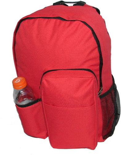 17"" Backpack w/water bottler holder, 17""x12.5""x5.5"" Red. Case Pack 30