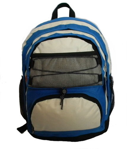 18"" Backpack w/2 main compts, 18""x13""x8"",Royal/Beige. Case Pack 24