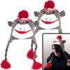 Set of 2 Adult Size Brown Sock Monkey Knit Hat