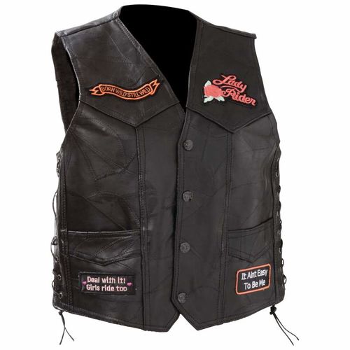 Diamond Plate&trade; Ladies&apos; Rock Design Genuine Leather Vest