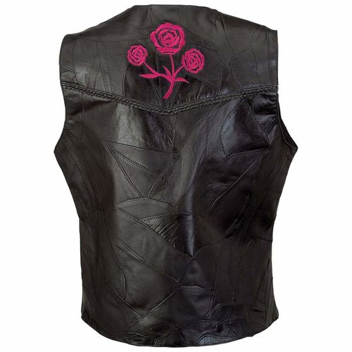 Live-Ride-Rock&trade; Ladies&apos; Rock Design Genuine Buffalo Leather Vest