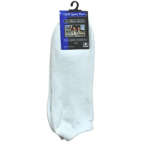 SGW White Full Cush Sport No Show Sock 10-13 Case Pack 12