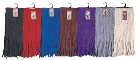 Long Chenille Winter Scarves with Fringe Case Pack 12