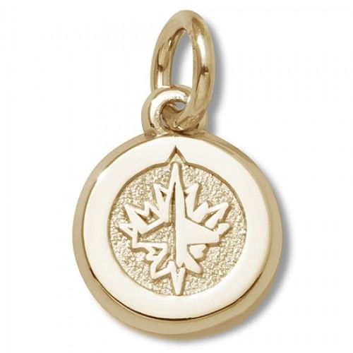 Winnipeg Jets Charm in Yellow Gold - 10kt - Brilliant - Unisex Adult