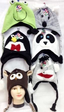 Knit Animal Winter Hats Owl Panda Monkey Penguin Frog Assortments Case Pack 24