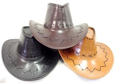 PU Leather Cowboy Hats With Bull Head Assorted Colors Case Pack 48