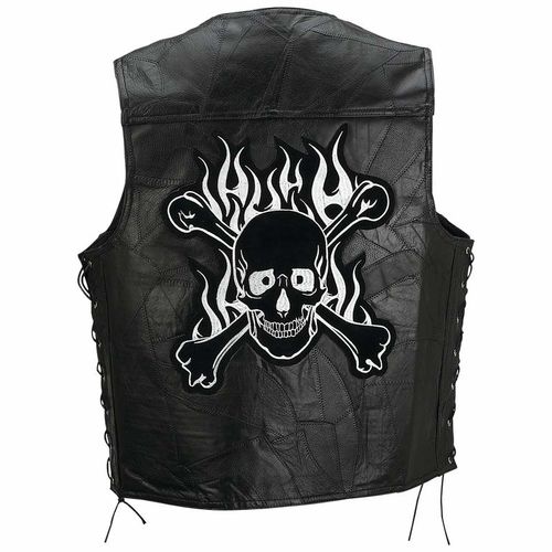 Diamond Plate&trade; Rock Design Genuine Buffalo Leather Motorcycle Vest